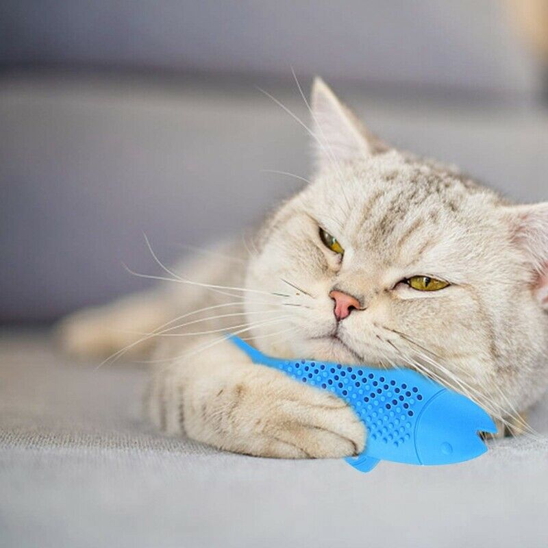 2 Pack Catnip Toys for Cats Natural Rubber Simulation Fish Shape Interactiv