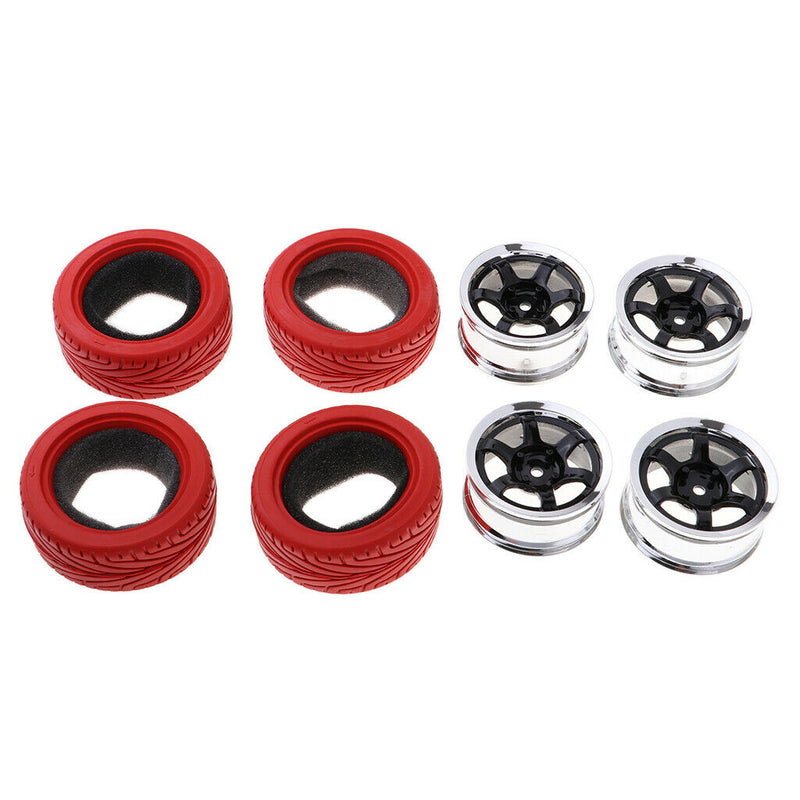 1:10 On Road Racing RC Car Rubber Wheels Tyres Rims HSP HPI 94122/94123 Red