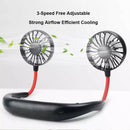 2pcs USB Neckband Cooling Fan 3-Speed Silent Outdoor Sports Mini Fan Black