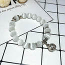 white cat eye beads bracelet with lucky pendant charms strand women bracelet  TE