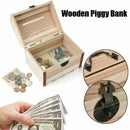 1PC Wooden Piggy Bank Safe Money Box Savings With Lock Wood Carving Handmad A9B6