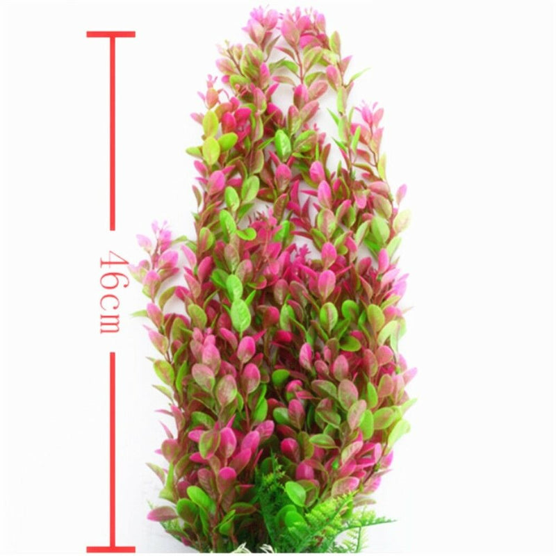 46CM Rhodo Green Plastic Water Plant for Aquarium Fish Tank Ornament Decor #