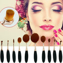 10pcs/Set Pro Toothbrush Shape Oval Makeup Brush Foundation Powder Pens Kit