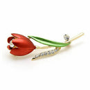 Wholesale Luxury Rhinestone Red Tulip Brooch Dripping Flower Brooch Accessories