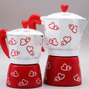 6 Cup Moka Stovetop Espresso Coffee Maker Pot Latte Red Heart Print