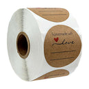 500 Pieces Of Round Love Kraft Paper Stickers Self-adhesive Labels DIY