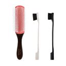 9-Row Hair Brush And Dual-Ended Hair Edge Brush Hair Styling Comb,Set of