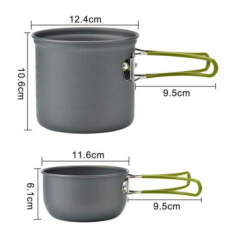 DS-101 Outdoor Camping Cookware Set Portale Green Handle Tableware Pot
