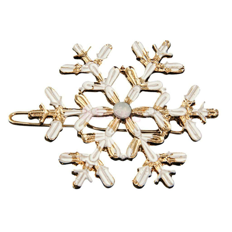 Large Snowflake Barrette Clip Hairpin Wedding Charm Enamel Hair Accessories