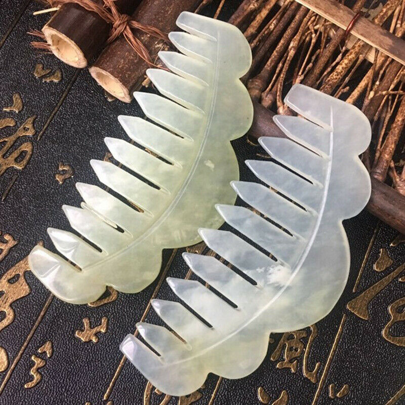 1Pc Nature Jade Comb Massage Spa Acupuncture Head Treatment Gua Sha BoardB Ew