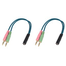 2 Pack 3.5mm 4 Pole 1 Female To 2 Male Plugs Stereo Audio Y Splitter