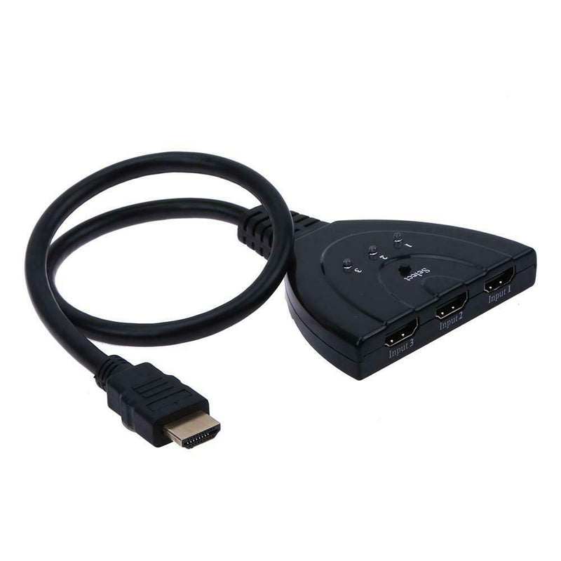 High-quality 3x1 HDMI Switcher Switch Splitter with Cable(Black)