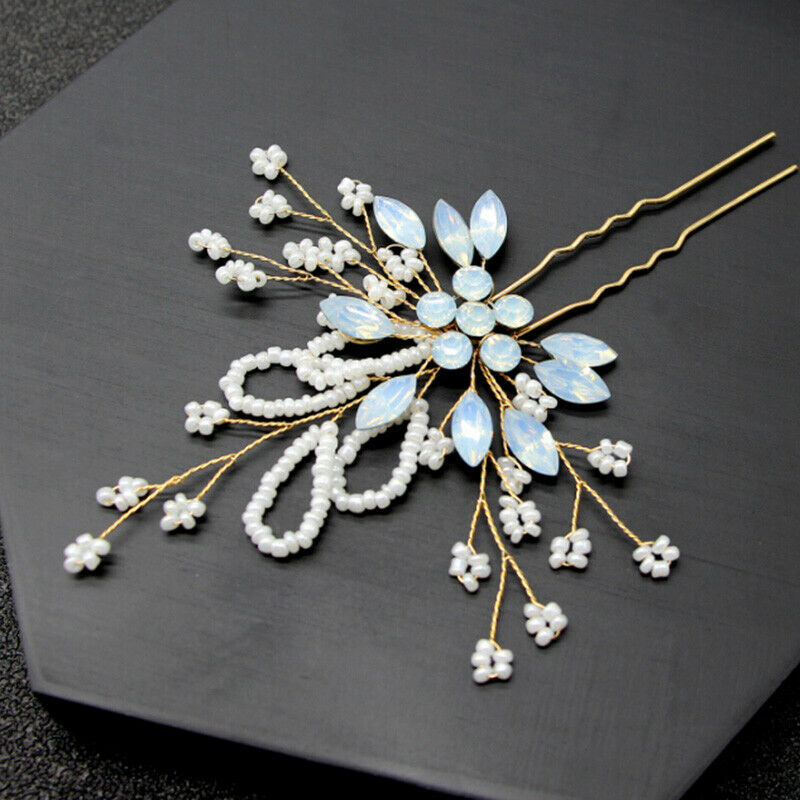 Women Hairpin Wedding Bridal Opal Crysta Hairpins Handmade Hair Jewelry N%PJ Gw