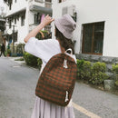New Fashion Women'S Backpack College Wind Student Girl Bag Travel Plaid Sty