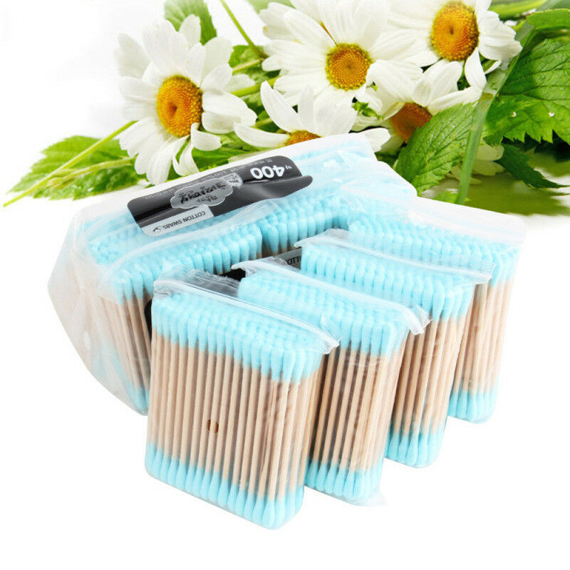 400PCS Double Head Cotton Buds Swab Tip Sticks Wooden Q-tips Applicato Makeup