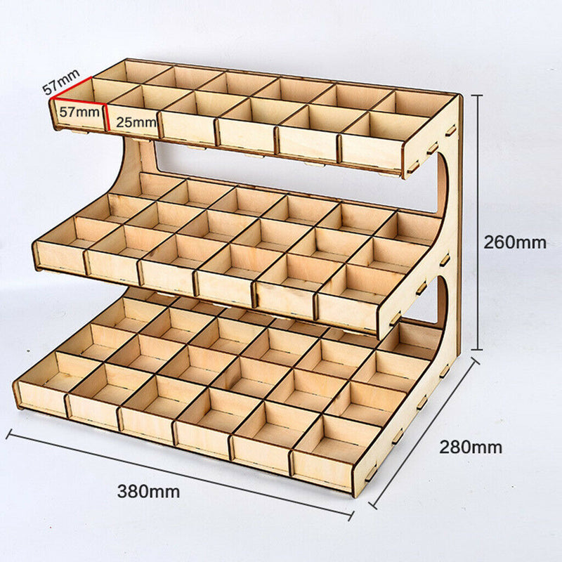 DIY Wooden Paint Rack Ink Storage Organizer 3-layer 54-grid