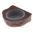 Reptile Feeder Food Holder Cup Gecko Natural Rock Look Ledge -Magnetic Brown