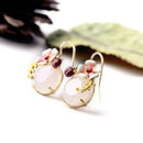 Sweet Earring Enamel Flower Ladybug Round Gem Short Drop Earring
