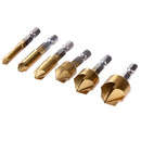 7pcs/set 6mm-19mm HSS Chamfer Drill Bit Countersink Chamfer+Center Punch