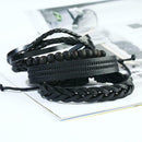 4pcs Retro Weave Bracelet Multilayer Leather Bangles Unisex Jewelry Gift A