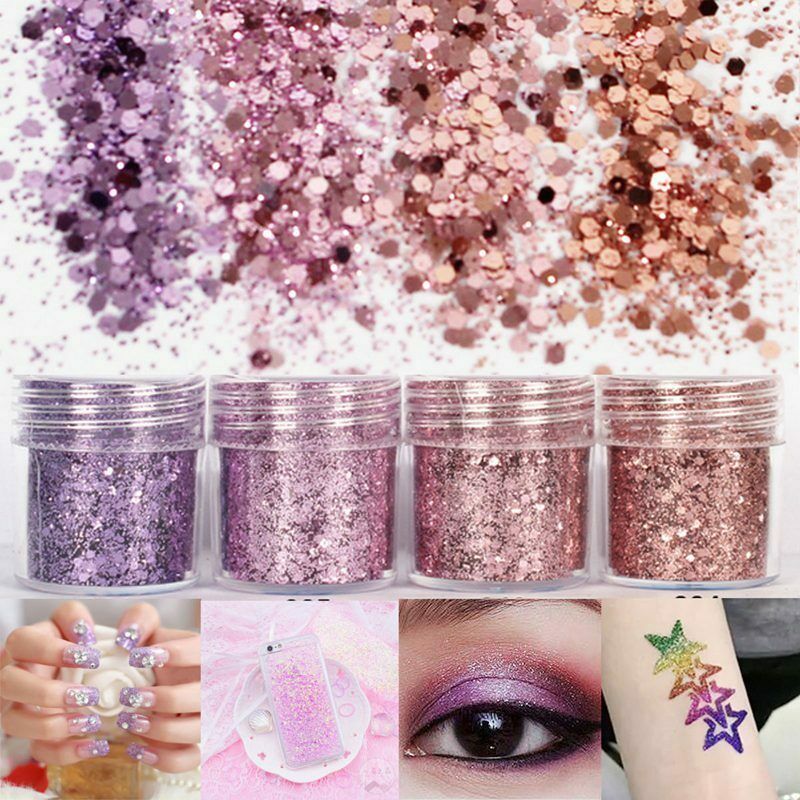 4Pots Sequins Glitter Dust Powder Paillette Tips Nail Art Decor L9P7