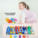 Wooden Math Fishing Game Kids Montessori Count Shape Match Educational Toys