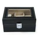 3 Grids Black Leather Watch Box Jewelry Display Box Transparent Skylighty W