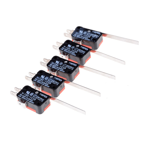 5Pcs V-153-1C25 Long Hinge Lever Arm Basic Micro Limit Switch Snap 15A Pz
