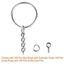 100Pcs Keychain Rings Jewelry With Chain And 100 Pcs Screw Eye Pins Bulk Fo L4C2