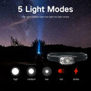 BORUiT LED Headlight XPG2 3030 210LM Zoomable Wave Sensor Headlamp Light