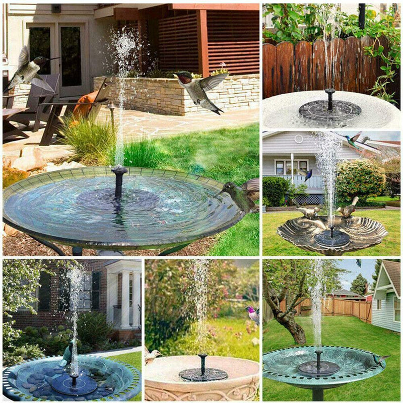 Bird Bath Fountain Solar Powered Water Pump Floating Black Outdoor Pond Garden
