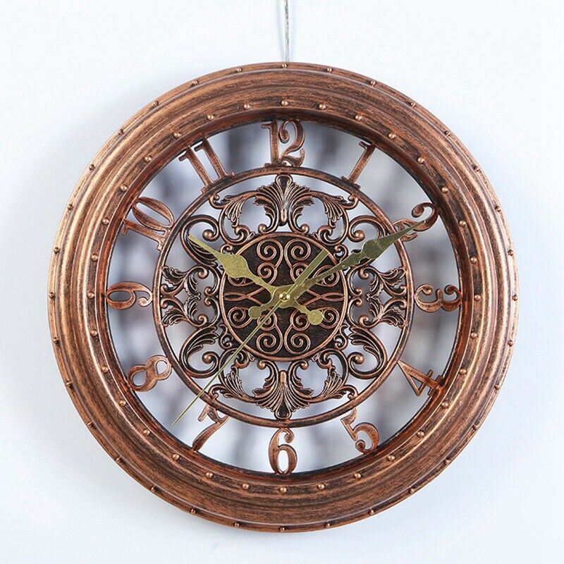European Style Retro Creative Wall Clock Quartz Clock Round Plastic Fashion H3N3