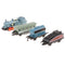 8 Inch Pull Back Train Set with Blue Die Cast Engine Locomotive for Kids