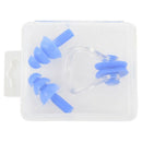 Adults Pairs Blue Swimming Silicone Ear Plugs with Nose Clip G3W2