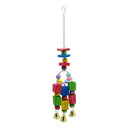 Parrot Colorful Wooden Blocks Chew Toys Bird Swing Toys with Metal Bells Wooden