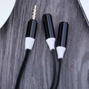 2 in 1 Metal 3.5mm To 3.5mm Wire Splitter AUX Audio Flat Cable Cord(Black)