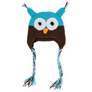 Cute Handmade Owl Knit Hat Cap Light Blue and Coffee K9R9