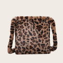 Leopard Crossbody Handbag Women Plush Retro Shoulder Messenger Bag (Brown)