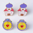 Lovely House Alarm Clock Cartoon Cute Enamel Brooch Pins Collar Lapel Gifts