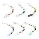 Baby Pacifier Clip Chain Silicone And Wood Pacifier Clip Wooden Bead Dummy  E8M4
