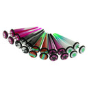 5 Pair Assorted Color Taper Double O-ring Cheater Illusion Ear Plug 1mm(12Gauge)