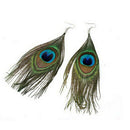 Fashion Women's Assorted Color Peacock Natural Feather Earrings Drop Earrings Kw