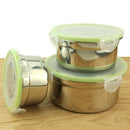 3Pcs Round Lunch Box Stainless Steel Lunch Box 280/500 / 900Ml Leakproof Lu