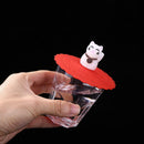 Clear Cherry Silicone Cup Cover Leakproof Heat-resistant Lid (Lucky Cat) A