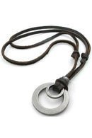 Jewelry Men's Ladies Necklace, Alloy Pendant with Leather, Brown