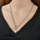 Women Men Stainless Steel PadLock Pendant Necklace Chain Jewelry Gift Punk OZ
