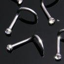 10x Stainless Steel Clear Crystal Twist Nose Ring Stud Body Bar Piercing