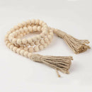 3Pieces Wood Bead Garland Farmhouse Rustic Country Beads Holiday Decoration Wall