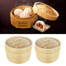 2X Chinese Handmade Natural Bamboo Steamer Basket