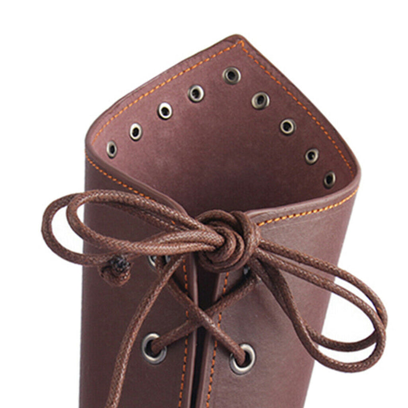 Medieval Knight Lace Up Wristband Wide Cuff Bracelet Costume Arm Armor Brown